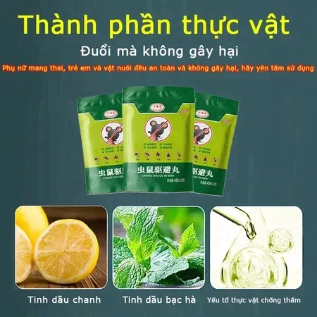 THÀNH PHẦN THỰC VẬT & HIỆU QUẢ CAO Viên Đuổi Chuột Bằng Băng Phiến (1 Gói 10 Viên) - An Toàn Tuyệt Đối, Không Độc Hại Ch