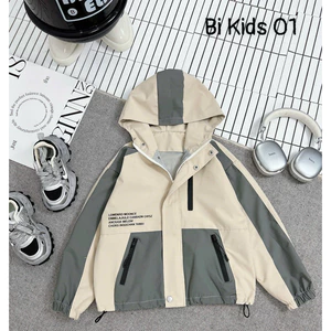{SIZE 12-55kg} ÁO KHOÁC GIÓ CAO CẤP BÉ TRAI 2 LỚP PHONG CÁCH THỂ THAO , CÁ TÍNH. Màu BE XÁM
