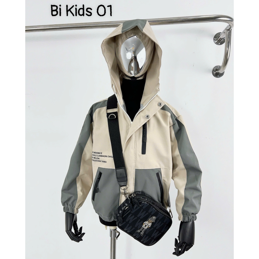 {SIZE 12-55kg} ÁO KHOÁC GIÓ CAO CẤP BÉ TRAI 2 LỚP PHONG CÁCH THỂ THAO , CÁ TÍNH. Màu BE XÁM