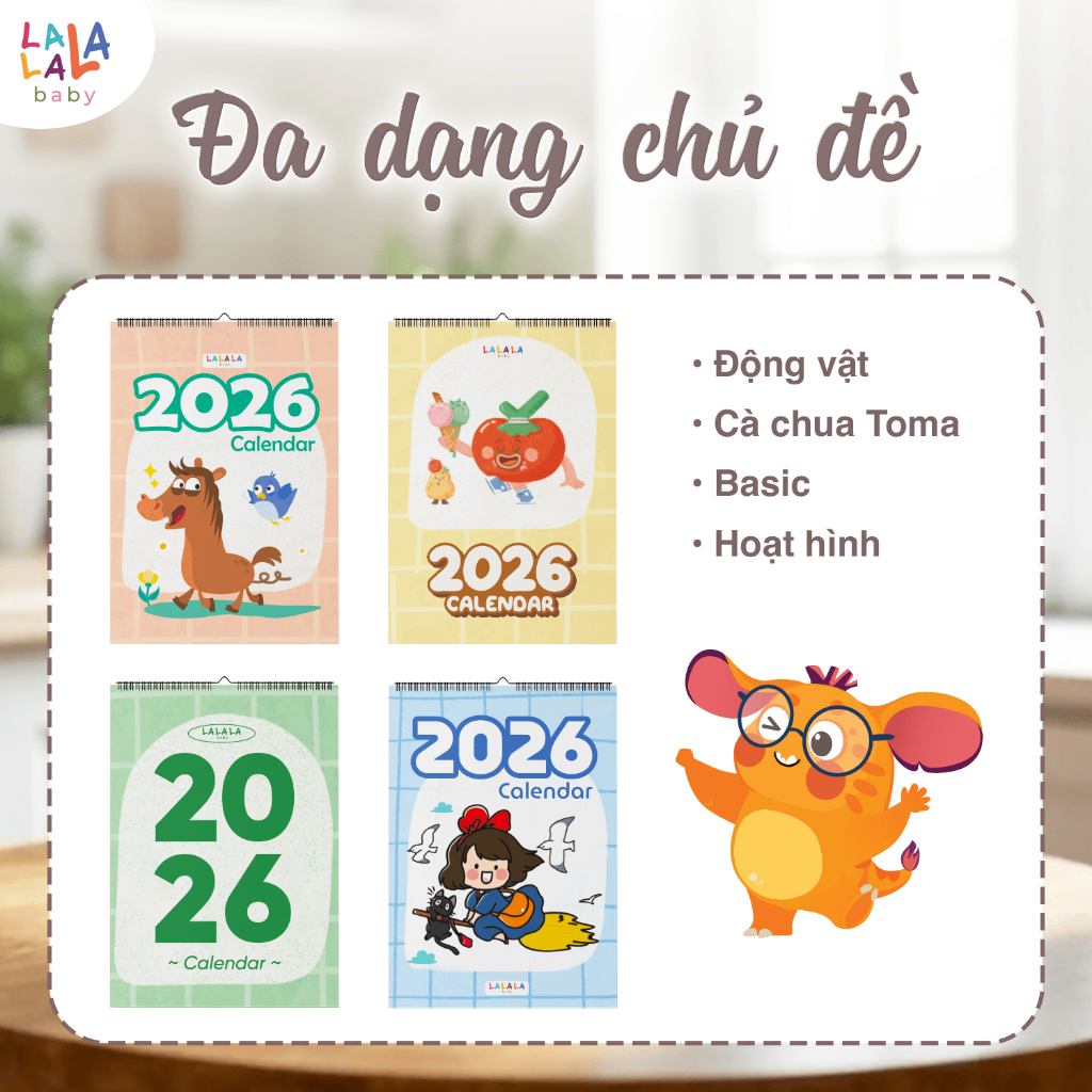 Lịch để bàn 2026 Lalala Baby có lịch âm mini lịch mini để bàn cute Calendar nhiều mẫu