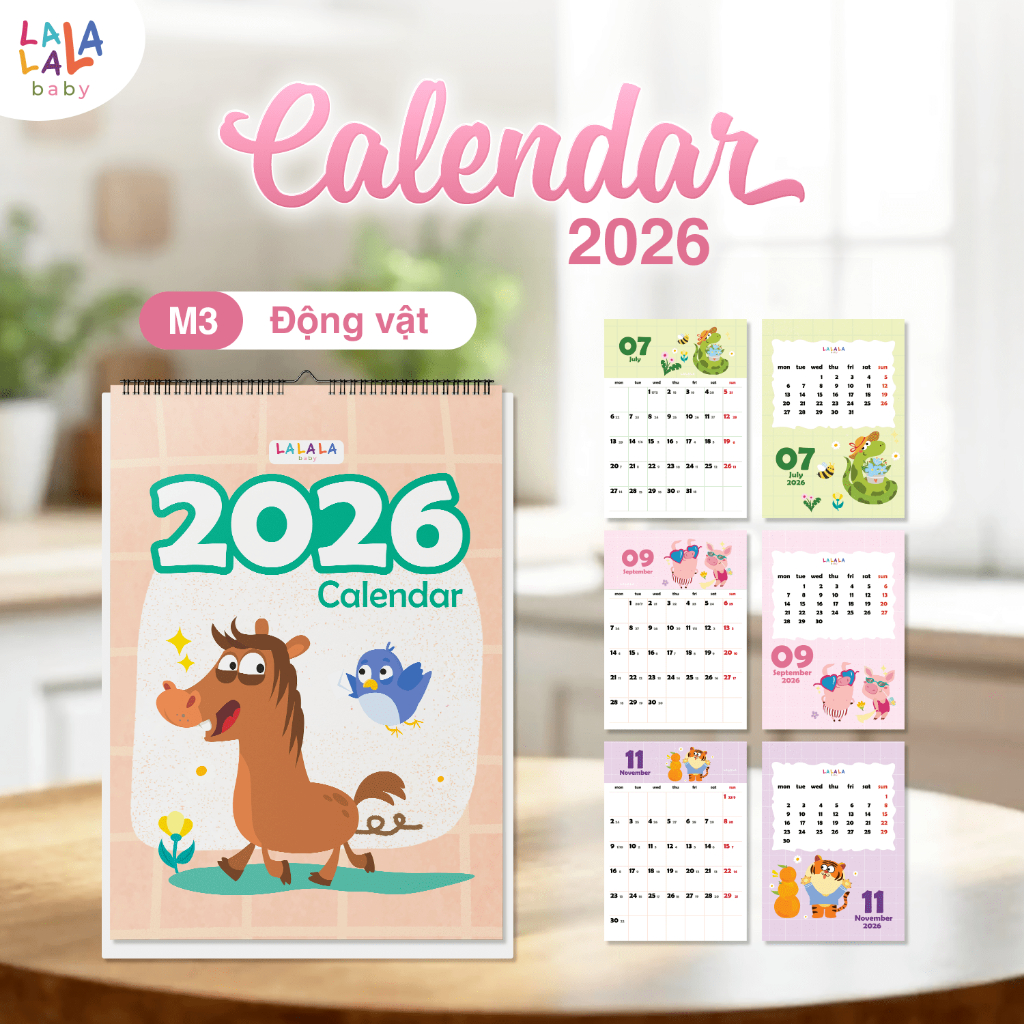 Lịch để bàn 2026 Lalala Baby có lịch âm mini lịch mini để bàn cute Calendar nhiều mẫu