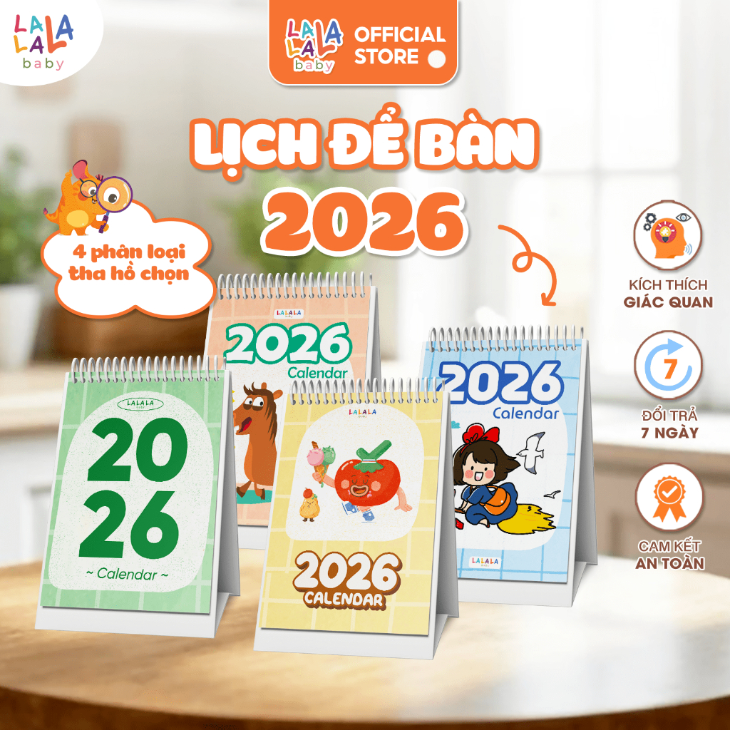 Lịch để bàn 2026 Lalala Baby có lịch âm mini lịch mini để bàn cute Calendar nhiều mẫu