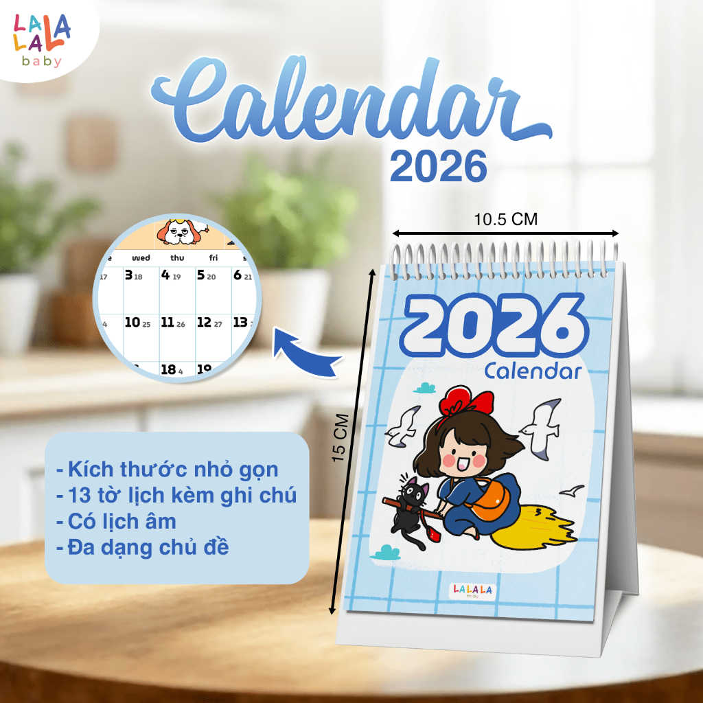 Lịch để bàn 2026 Lalala Baby có lịch âm mini lịch mini để bàn cute Calendar nhiều mẫu