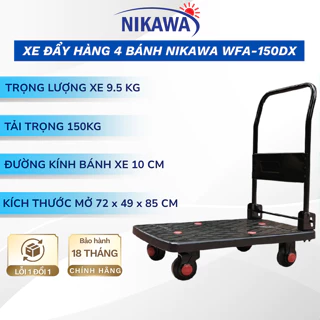 Xe đẩy hàng Nikawa WFA-150DX tải trọng 150kg 4 bánh cao su cao cấp chống ồn, bảo hành 18 tháng