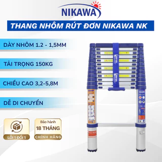 Thang nhôm rút đơn NIKAWA NK-50 xếp gọn 5m, công nghệ Nhật Bản, bảo hành chính hãng 18 tháng