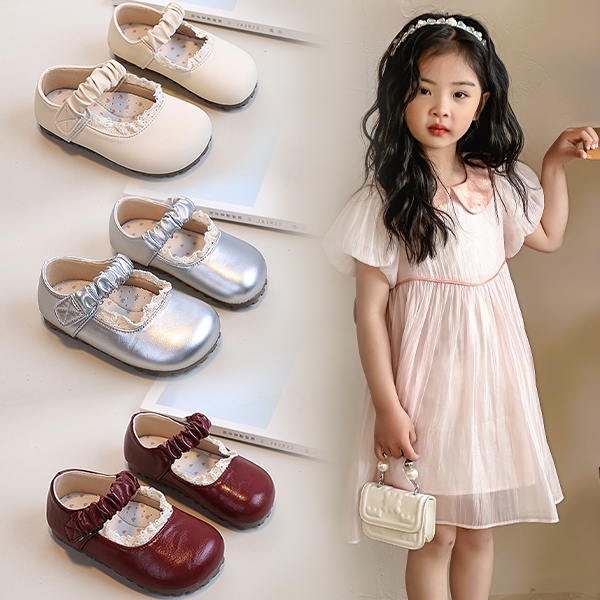 Giày da bé gái Mary Jane ren mới 2026, công chúa thời trang bằng chất liệu PU mềm mại