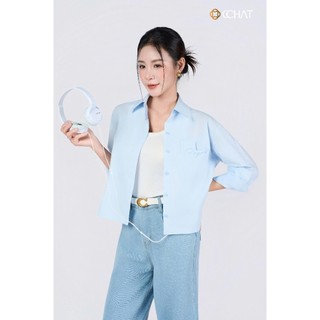 Áo Sơ Mi Nữ 𝐂𝐂𝐇𝐀𝐓 Dáng Suông Lửng Elegant Chất Liệu Mềm Mại Cao Cấp 25FDT2003ST