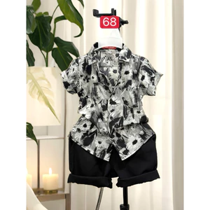 set sơmi thiết kế hoạ tiết mèm mịn cho bé trai TONIkIDS