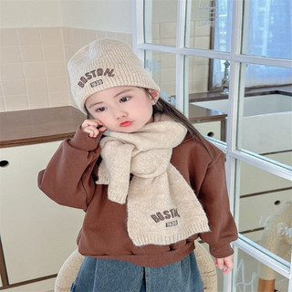 Set mũ + khăn len thêu chữ Boston cho bé từ 2-8 tuổi