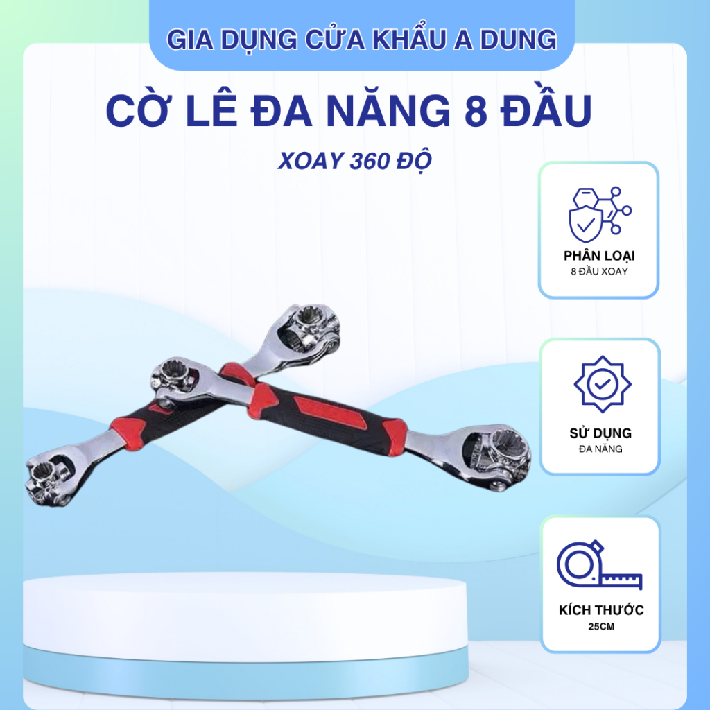 Cờ Lê Đa Năng 8 Đầu Xoay 360 Độ - Cờ Lê Thép CRV Vặn Ốc Cứng Cáp Tích Hợp Dùng 8 Loại Ốc Khác Nhau