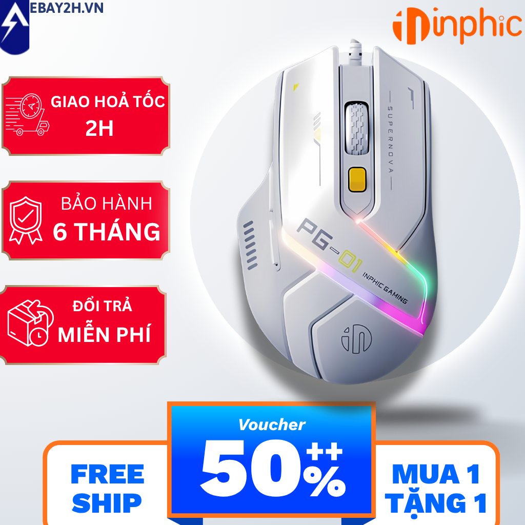 Chuột gaming có dây INPHIC PG1 led RGB 6 nút 1000hz chuột chơi game ...