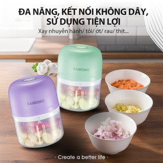 (BH 1 năm) Máy xay tỏi ớt cầm tay Samono SW-L4  250ml 30w không dây, dung lượng pin sạc 800 mAh, cổng type C