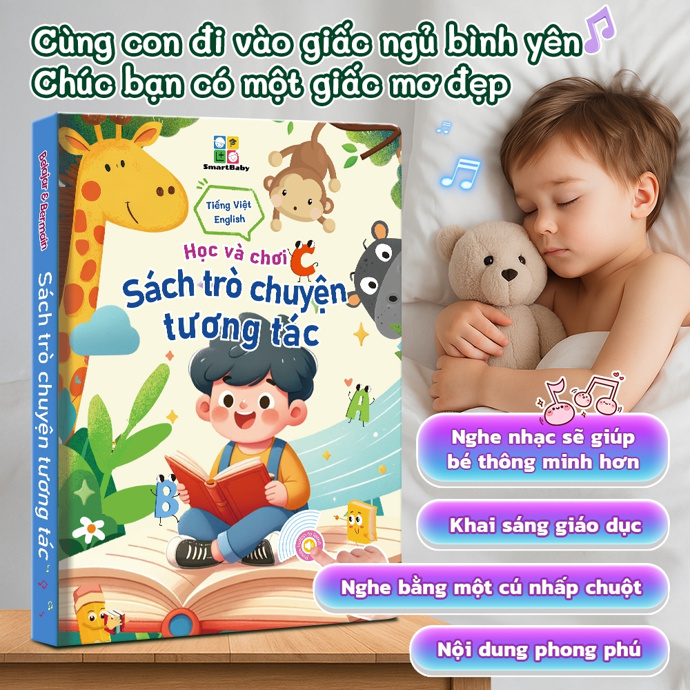 Sách Âm Thanh Song Ngữ Anh‑Việt  – Giọng Nói Điện Tử Ghi Âm Chuẩn, 20 Chủ Đề Tương Tác Dạy Nói Sớm 18‑30 tháng