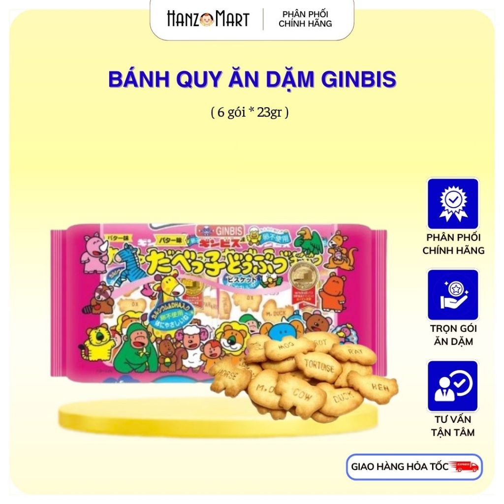 Bánh ăn dặm cho bé hình Thú bánh quy Ginbis nguyên túi (6*25gr) - hanzo2009