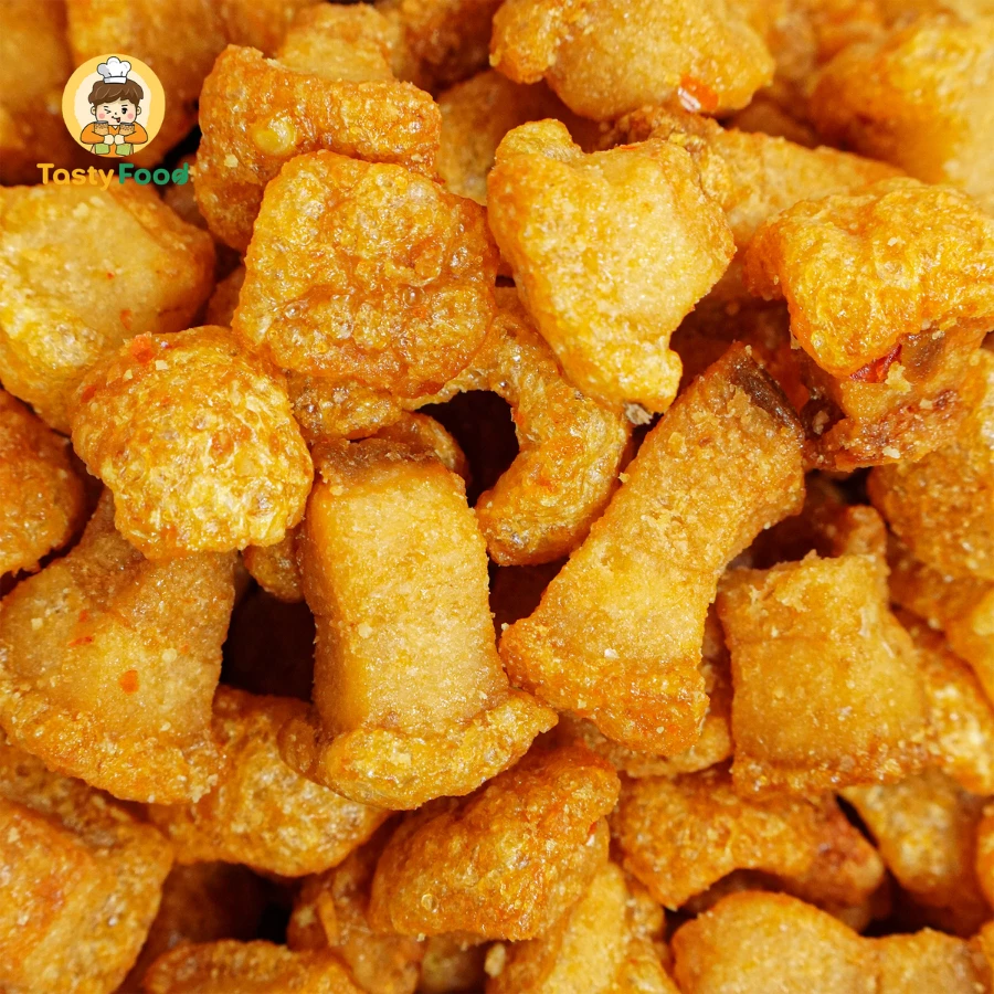 Tóp mỡ viên mắm tỏi da giòn Tasty Food - Hũ vuông 450g