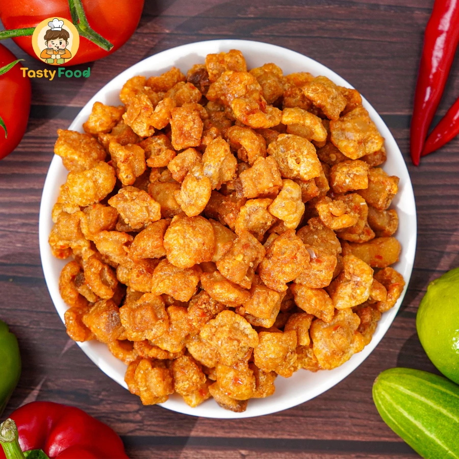 Tóp mỡ viên mắm tỏi da giòn Tasty Food - Hũ vuông 450g
