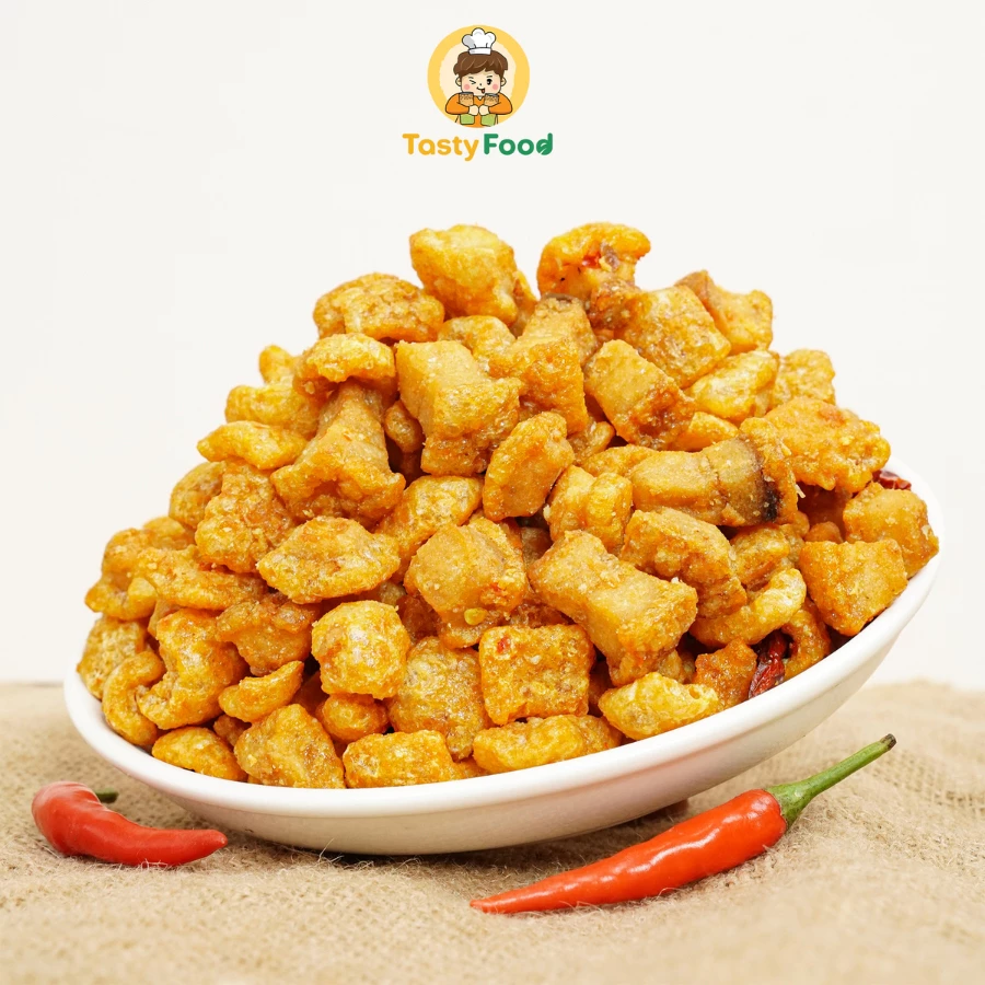 Tóp mỡ viên mắm tỏi da giòn Tasty Food - Hũ vuông 450g