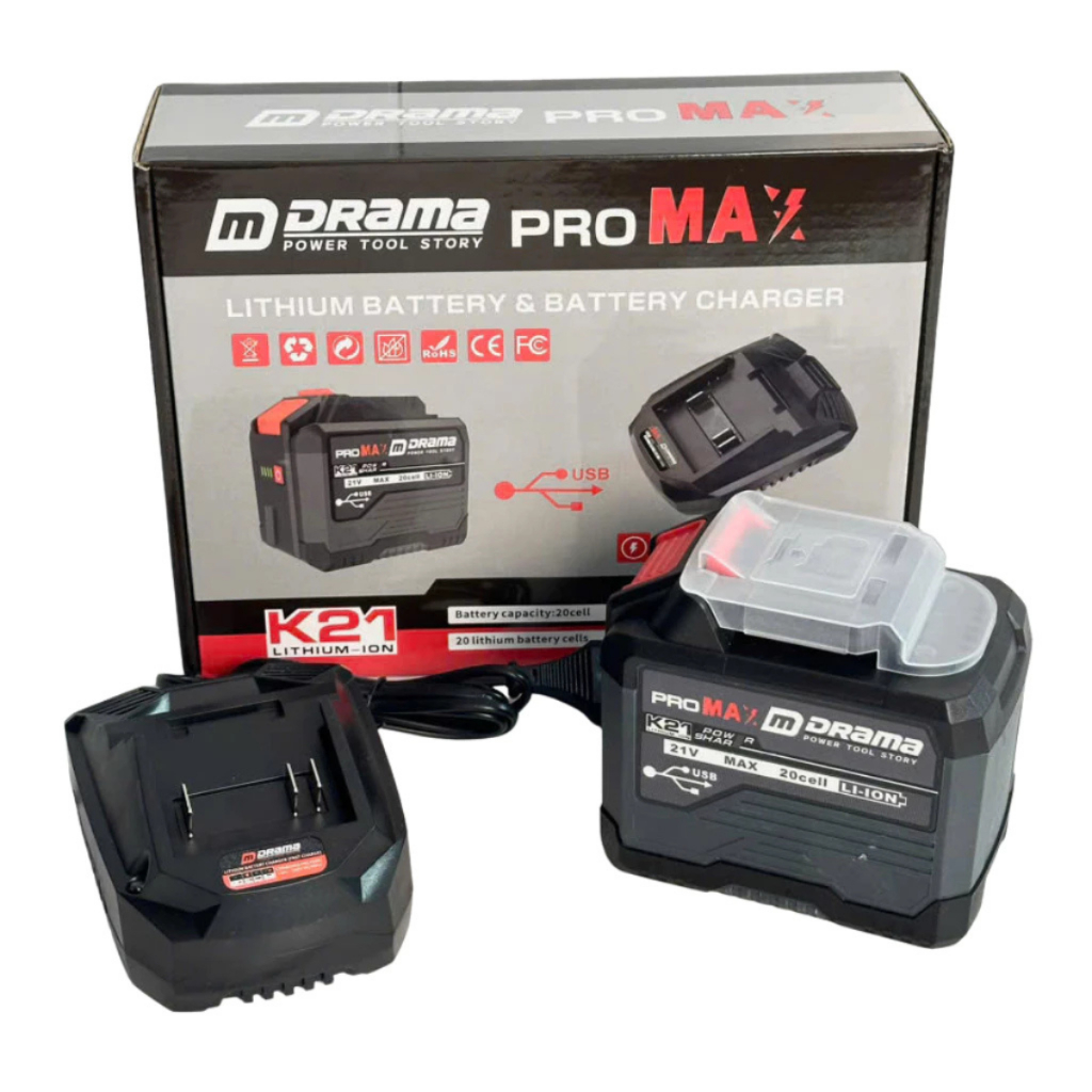 Combo Pin Sạc Drama 20C Có Cổng USB 4Fet - Sạc Nhanh, Chân Pin Phổ Thông, Có Đèn Led Báo Pin Dùng Cho Máy Mài, Khoan,...