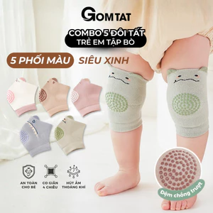 Combo 5 đôi tất gối cho bé tập bò GOMTAT, vớ tập bò có đệm silicon chống trượt bảo vệ gối, an toàn cho bé - YIQ-H012-CB5