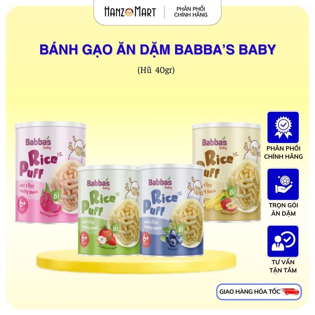 Bánh gạo ăn dặm cho bé Babba’s Baby Malaisia từ 6 tháng hanzomart