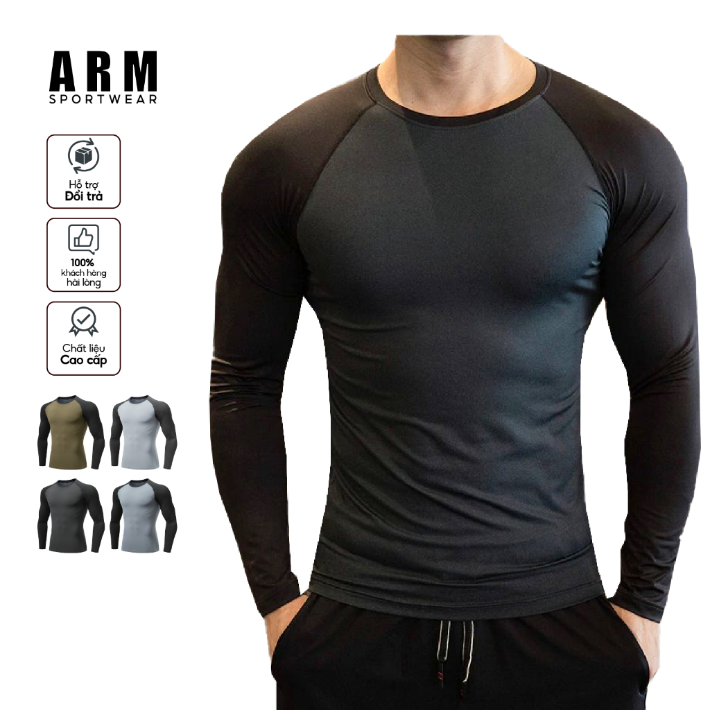 Áo Thun Dài Tay Giữ Nhiệt RAGLAN Thể Thao ARM Chất Thun Lạnh Co Giãn, Mềm Mịn , Thoáng Khí