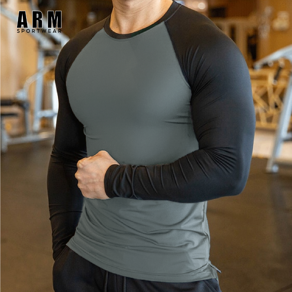 Áo Thun Dài Tay Giữ Nhiệt RAGLAN Thể Thao ARM Chất Thun Lạnh Co Giãn, Mềm Mịn , Thoáng Khí