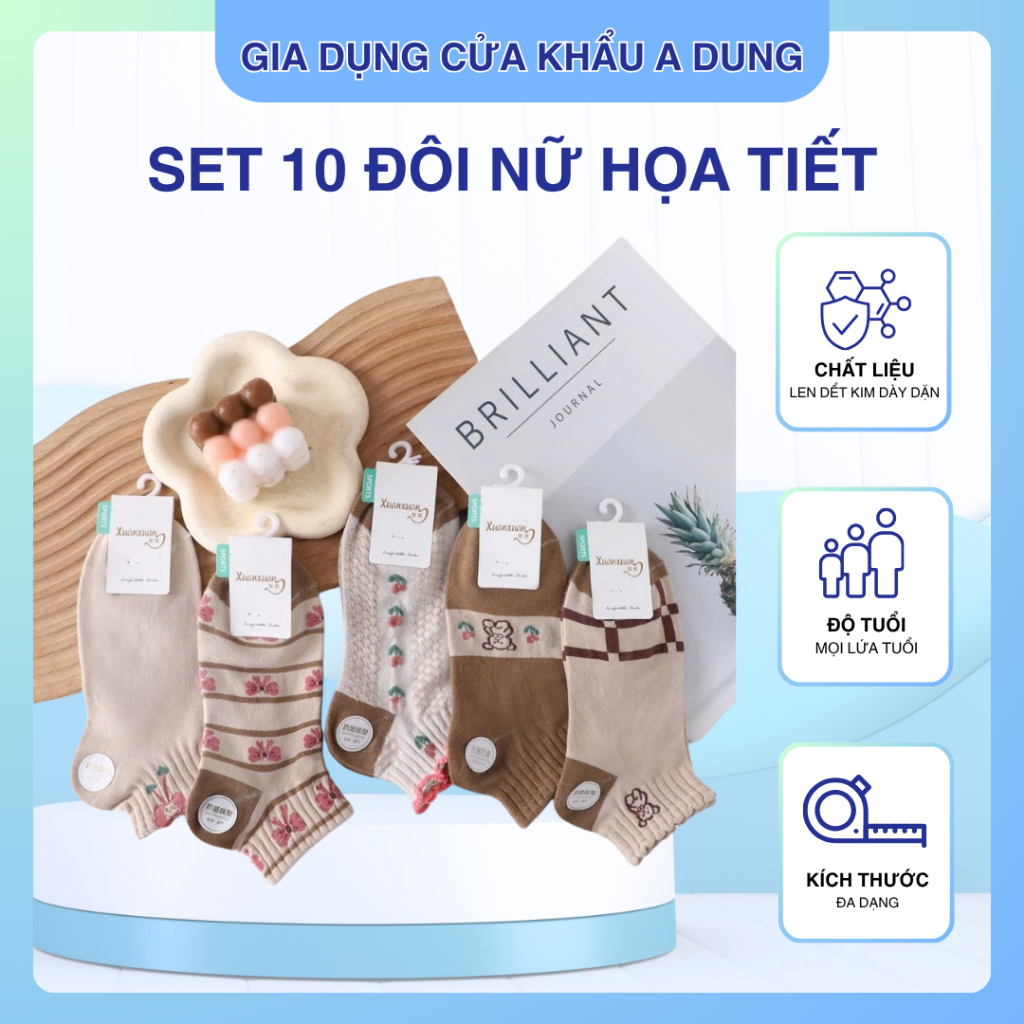 Set 10 Đôi Tất Nữ Hoạt Tiết Đáng Yêu Phong Cách Nhẹ Nhàng Pastel Len Dệt Kim Ấm Áp Mùa Đông Quà Tặng Giáng Sinh Nam Nữ