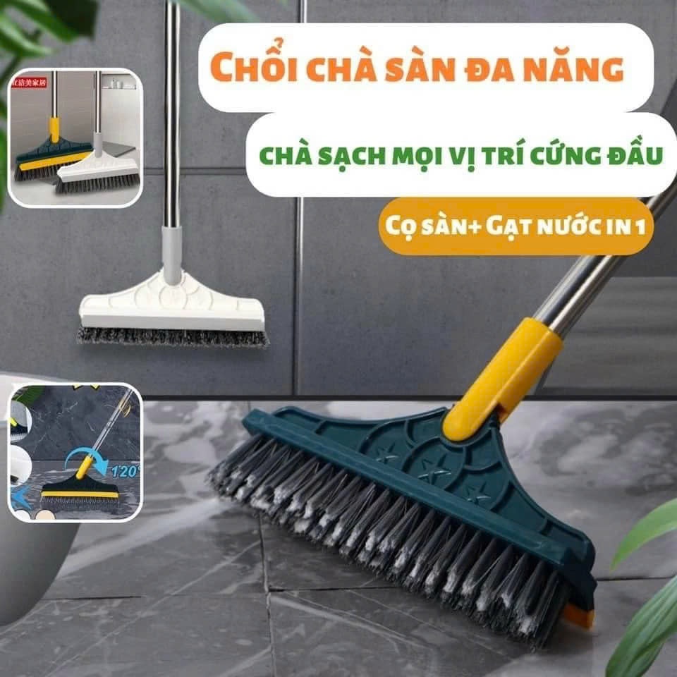 Chổi Chà Sàn Nhà Tắm Đa Năng – Chổi Quét Nhà Vệ Sinh Màu Xanh, Thiết Kế Đầu Gạt Nước Và Đầu Xoay 120 Độ Linh Hoạt  Chổi