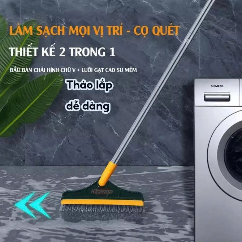 Chổi Chà Sàn Nhà Tắm Đa Năng – Chổi Quét Nhà Vệ Sinh Màu Xanh, Thiết Kế Đầu Gạt Nước Và Đầu Xoay 120 Độ Linh Hoạt  Chổi