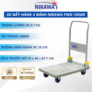 Xe đẩy hàng Nikawa FWS-150DS 4 bánh gấp gọn giảm ổn tải trọng 150kg, bảo hành chính hãng 12 tháng
