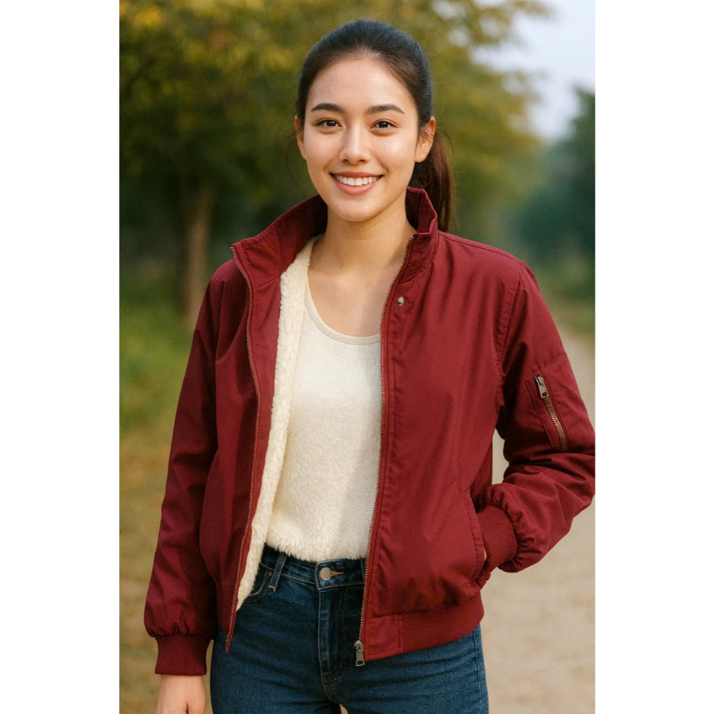 <35-60kg> Áo Khoác Bomber Nữ Lót Lông Siêu Am Cao Cấp, Áo Phao Nữ Dáng Croptop 2 Lớp Hàng Mới loại 1