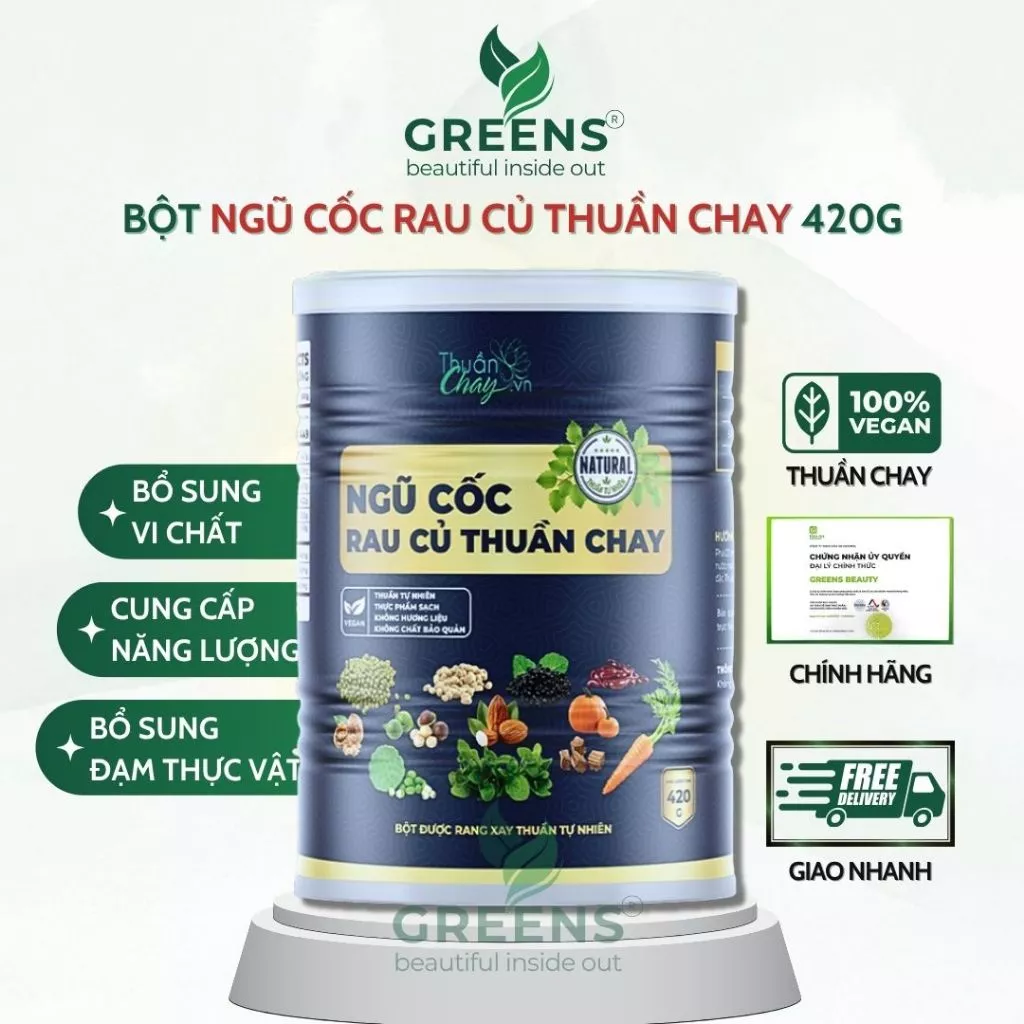 Ngũ Cốc Rau Củ Thuần Chay - Bổ Sung Đạm Thực Vật, Hỗ Trợ Tiêu Hóa - Greens Beauty
