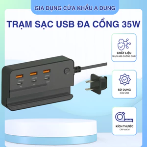 Trạm Sạc USB Đa Cổng Với 3 USB 3 USB C 35w Sạc Nhanh Trung Tâm Sạc Tường Cho Điện Thoại Di Động