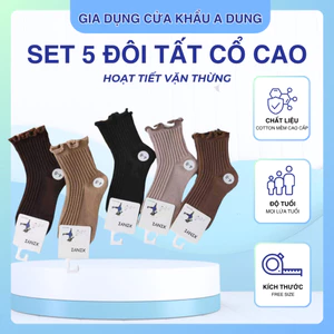 Sét 10 Đôi Tất Vớ T45 Cổ Bèo Cao Cotton Gân Cho Bé Gái Phong Cách Hàn Quốc dày dặn Quà Giáng Sinh