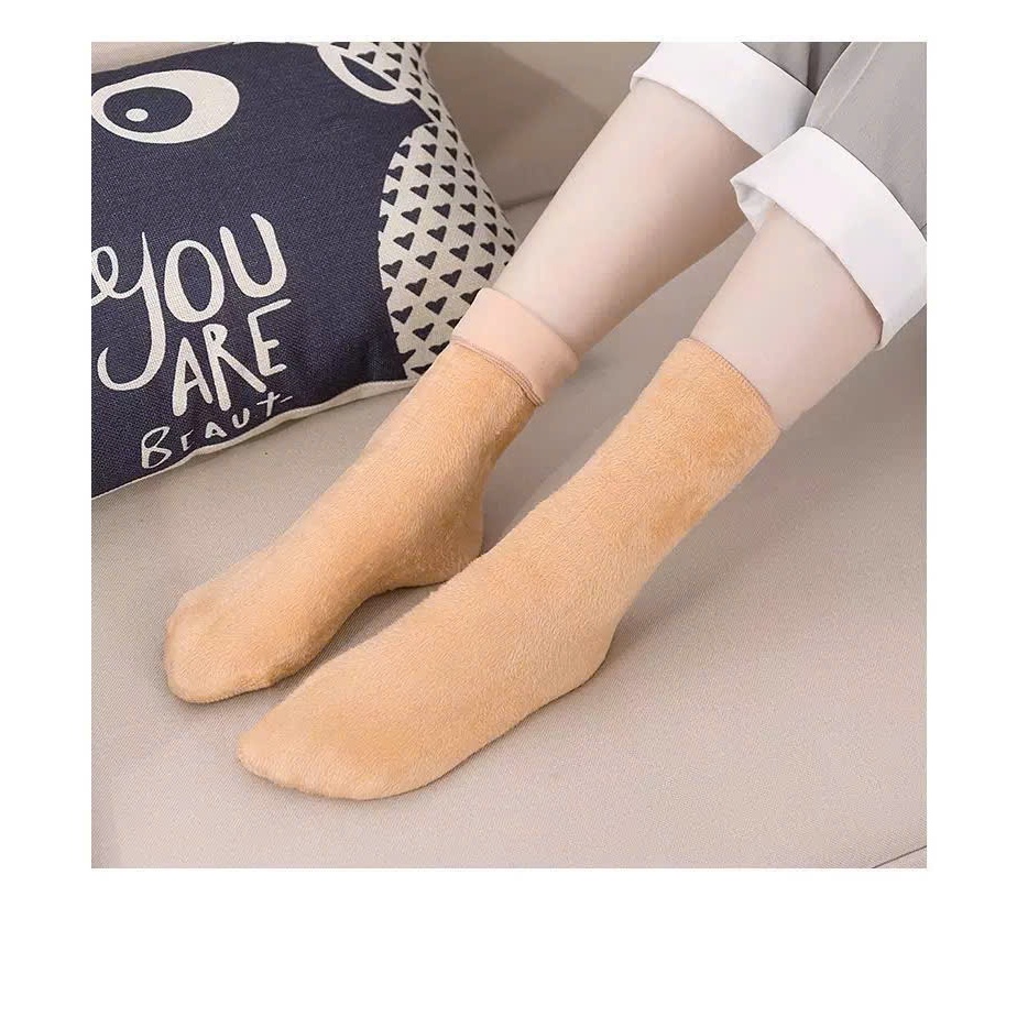 Tất Lót Lông Dày Giữ Nhiệt Cho Nữ, Chất Siêu Mềm Mịn, Chống Lạnh Êm Chân – Tất Đen/Da Mùa Đông Ấm Áp Không Bí Chân