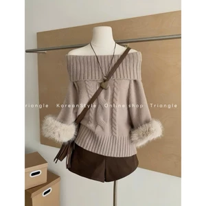 TRIANGLE - BDAY Knitted (Cân nhắc kỹ, return is not welcomed) - Áo len phối lông tay phong cách sang chảnh và thanh lịch