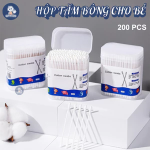 Combo 5 hộp tăm bông Cho Bé Sơ Sinh GutyKids An Toàn, Mềm Mại, Dễ Sử Dụng, Hộp 200 Que