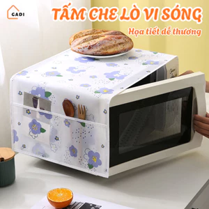 Tấm Phủ Lò Vi Sóng Có Ngăn Đựng Đồ – Chất Liệu Vải Lanh Cotton Bền Đẹp, Chống Bụi & Chống Nước