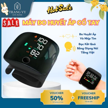 Máy Đo Huyết Áp Cổ Tay Cảnh Báo Bất Thường, Máy Đo Huyết Áp Phiên Bản Đọc Tiếng Việt Trả Kết Quả Nhanh Chóng Chính Xác