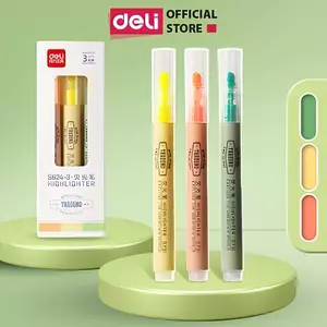 Set 3 Bút Highlight Đánh Dấu Dạ Quang Deli Màu Pastel Tiện Dụng Cho Học Sinh Sinh Viên