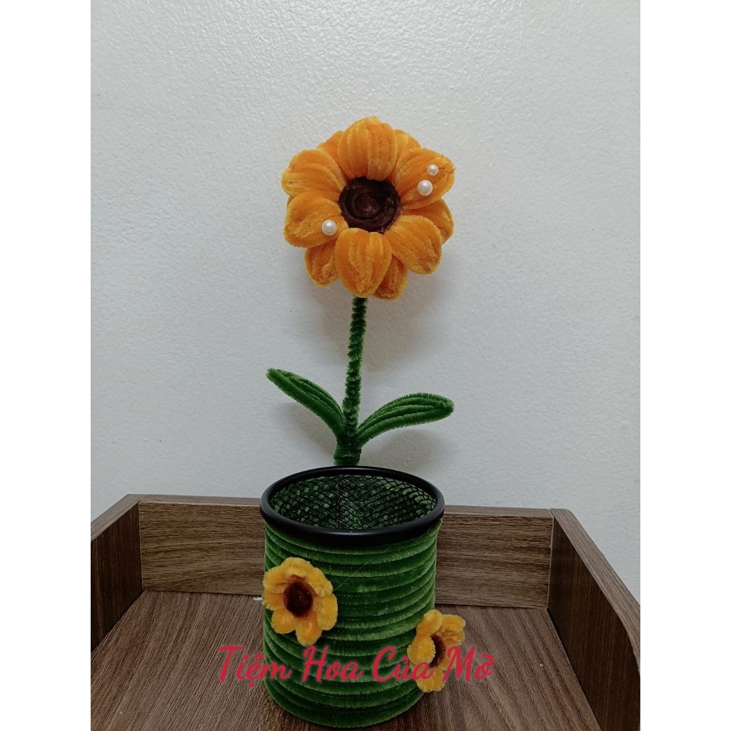 Giỏ / Ống đựng bút hoa kẽm nhung siêu xinh , quà tặng 20.11 , 20.10 , 8.3