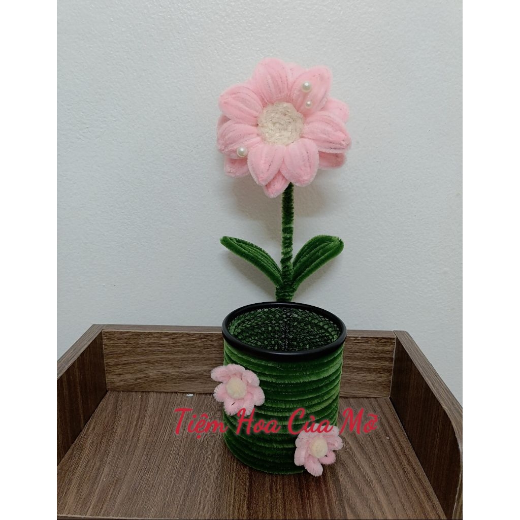 Giỏ / Ống đựng bút hoa kẽm nhung siêu xinh , quà tặng 20.11 , 20.10 , 8.3