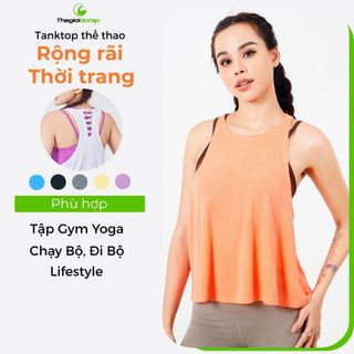 Áo Tanktop Nữ Form Rộng Tập Gym yoga ICADO SG5 Áo Ba Lỗ Thể Thao Basic Co Giãn 4 Chiều thegioidotap
