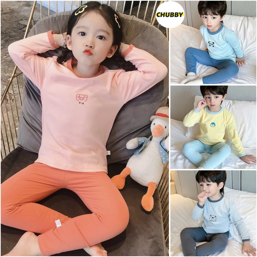 Bộ Thu Đông Giữ Nhiệt Chất Nỉ Nhung Cho Bé Trai Bé Gái Chubby Store - Bộ Dài Tay Cho Bé Cotton Nỉ Cao Cấp 9-21kg
