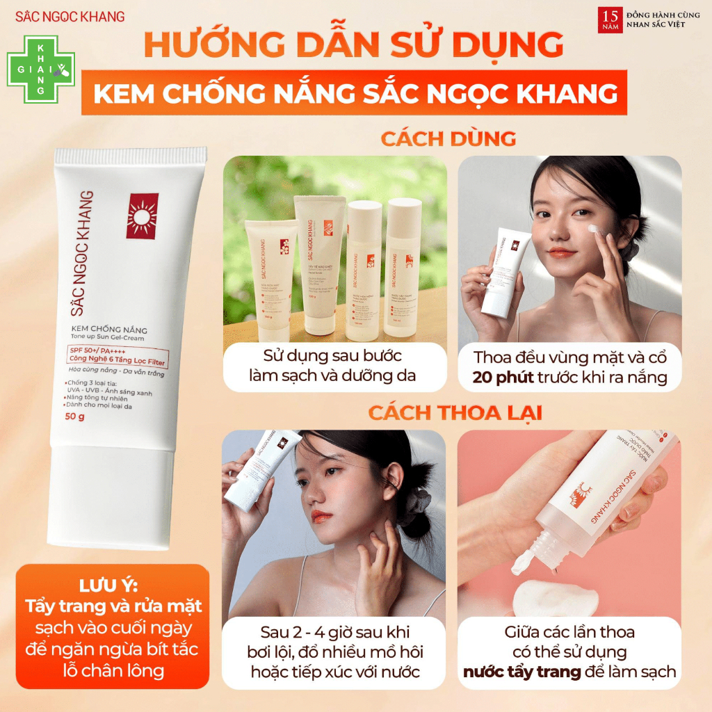 Kem chống nắng thế hệ mới Sắc Ngọc Khang 3in1 giúp tự tin tỏa sáng bất chấp nắng hè(Tube 70g)