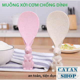 Muỗng xới cơm hình thỏ chống dính, vá cơm chất liệu nhựa lúc mạch tay cầm hình Thỏ dễ thương