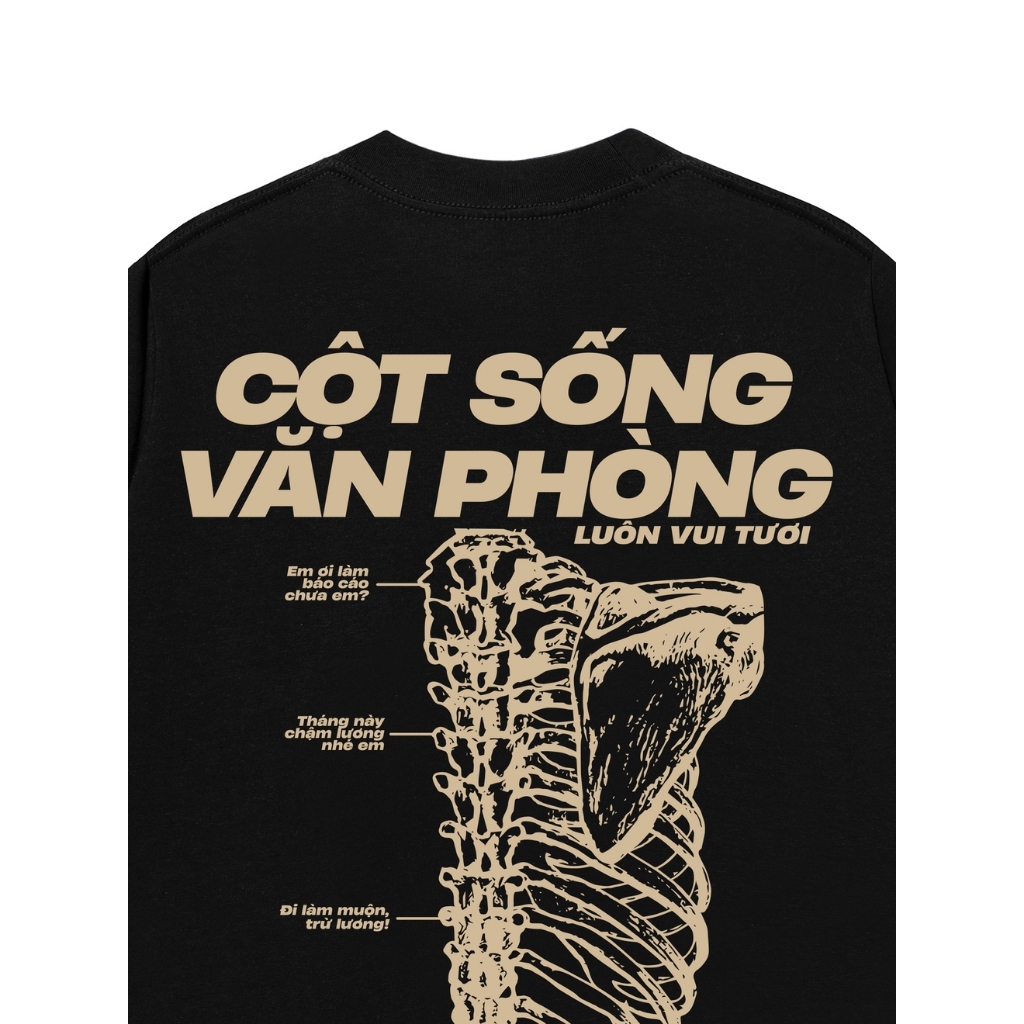 Áo Vớ Vẩn Vui Tươi REDLABEL Áo Thun CỘT SỐNG VĂN PHÒNG Cotton 100% Oversize Nam Nữ TS70