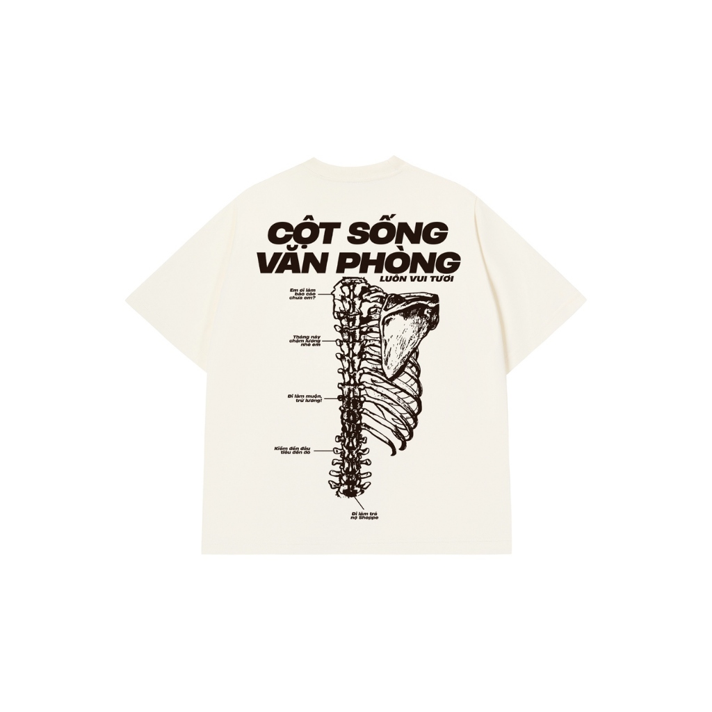 Áo Vớ Vẩn Vui Tươi REDLABEL Áo Thun CỘT SỐNG VĂN PHÒNG Cotton 100% Oversize Nam Nữ TS70