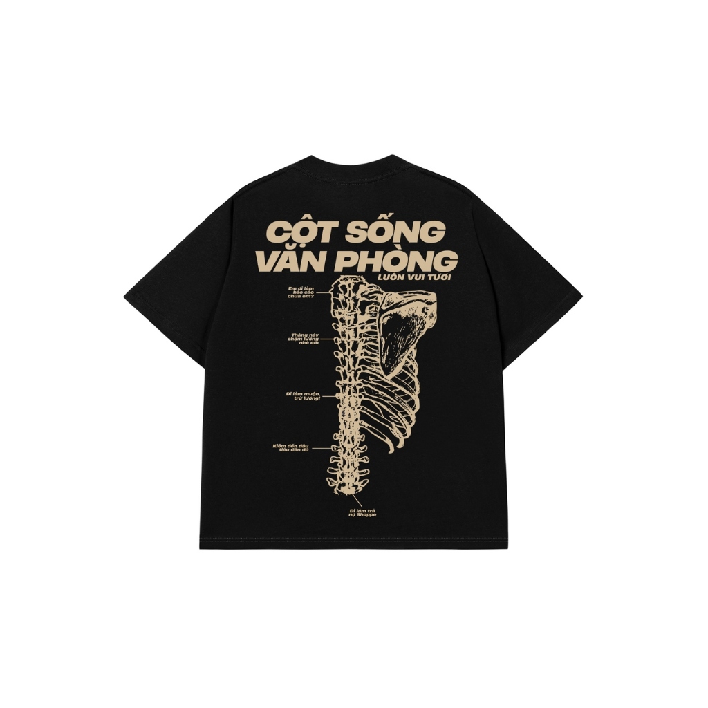 Áo Vớ Vẩn Vui Tươi REDLABEL Áo Thun CỘT SỐNG VĂN PHÒNG Cotton 100% Oversize Nam Nữ TS70