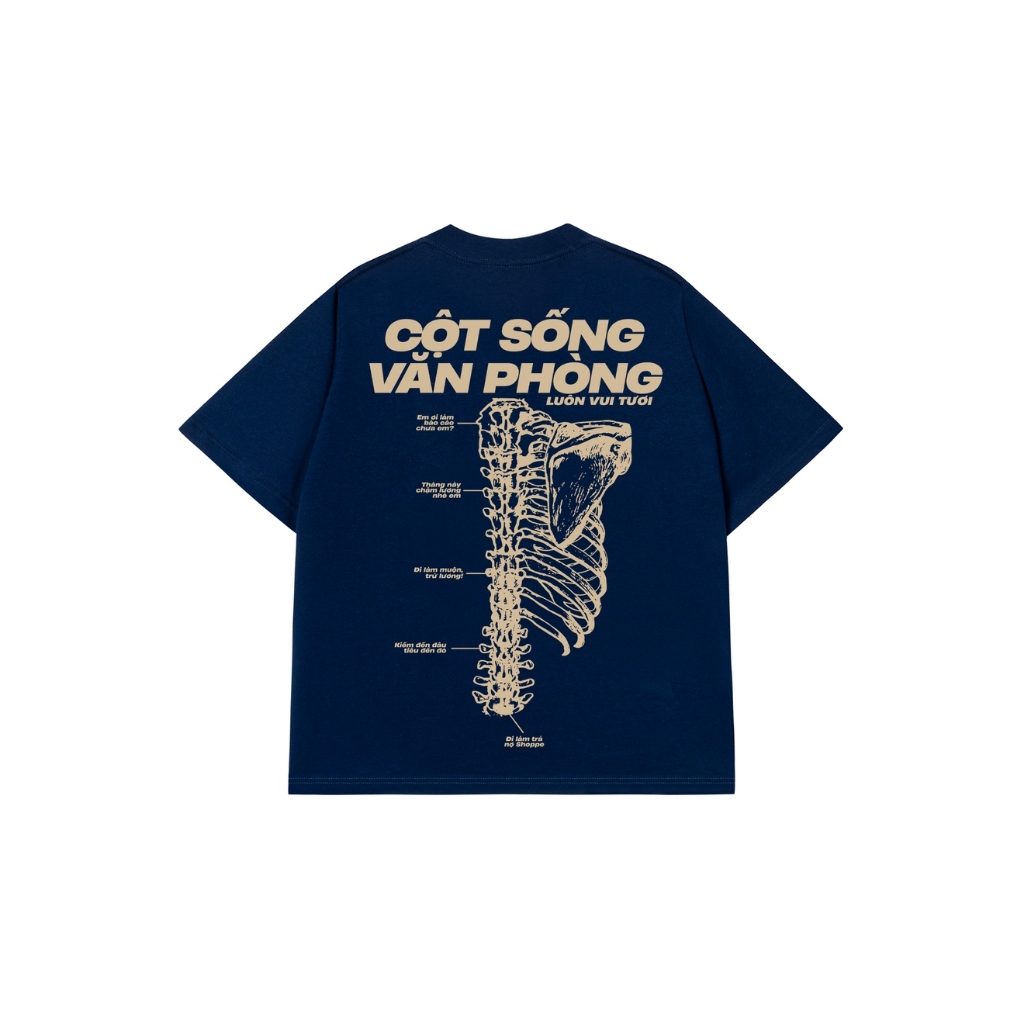 Áo Vớ Vẩn Vui Tươi REDLABEL Áo Thun CỘT SỐNG VĂN PHÒNG Cotton 100% Oversize Nam Nữ TS70
